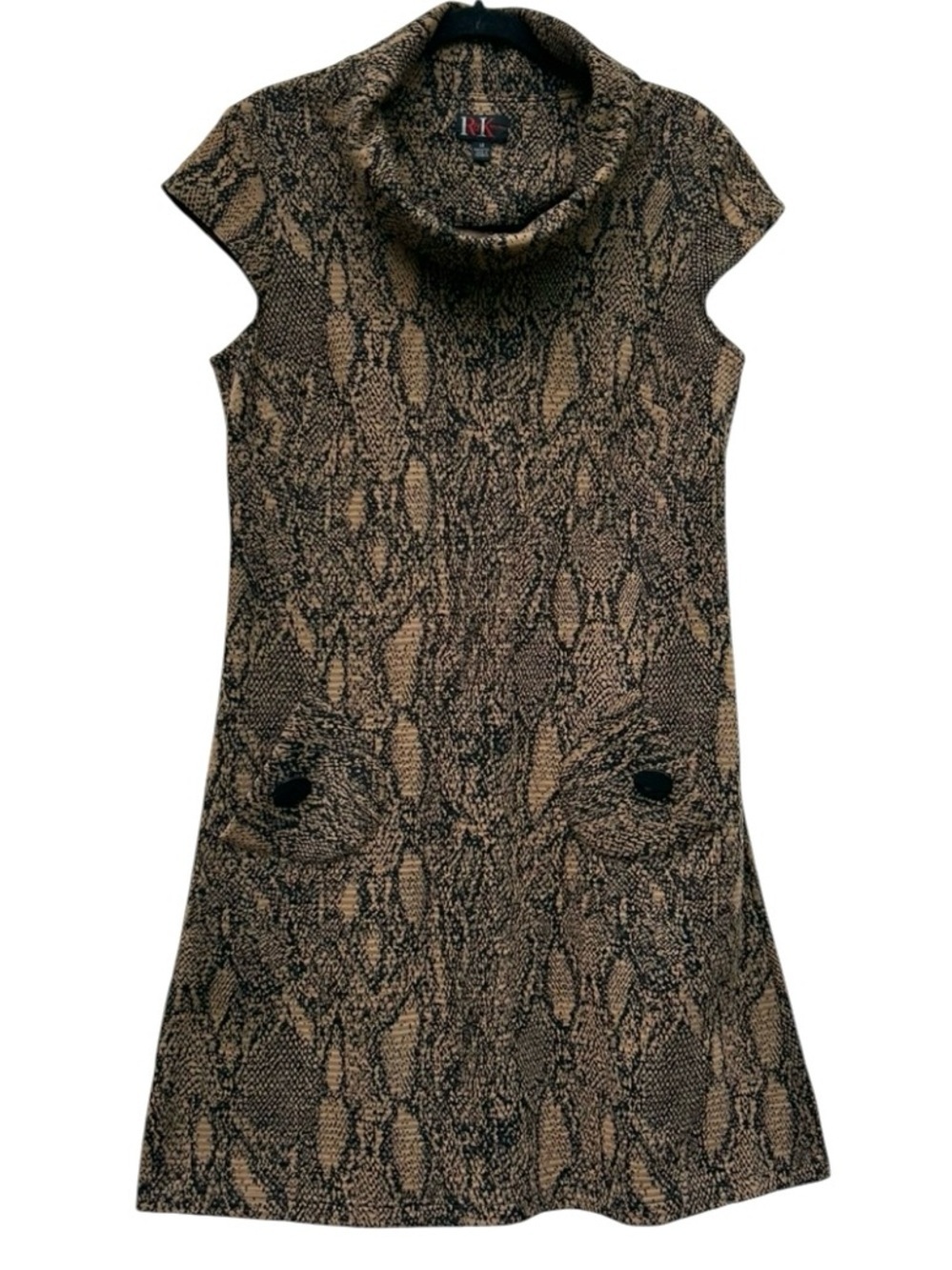 Snake print stretch sheath a-line dress L 14